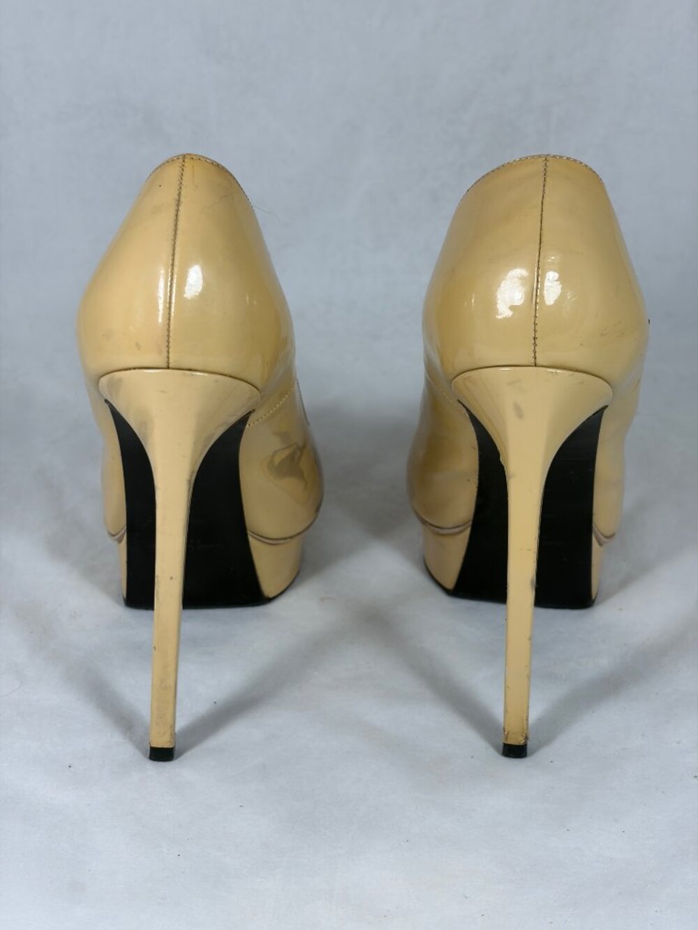 Saint Laurent Janis 105 Patent Leather Platform Pumps Nude REPAIR DYE PROJECT - Picture 3 of 13